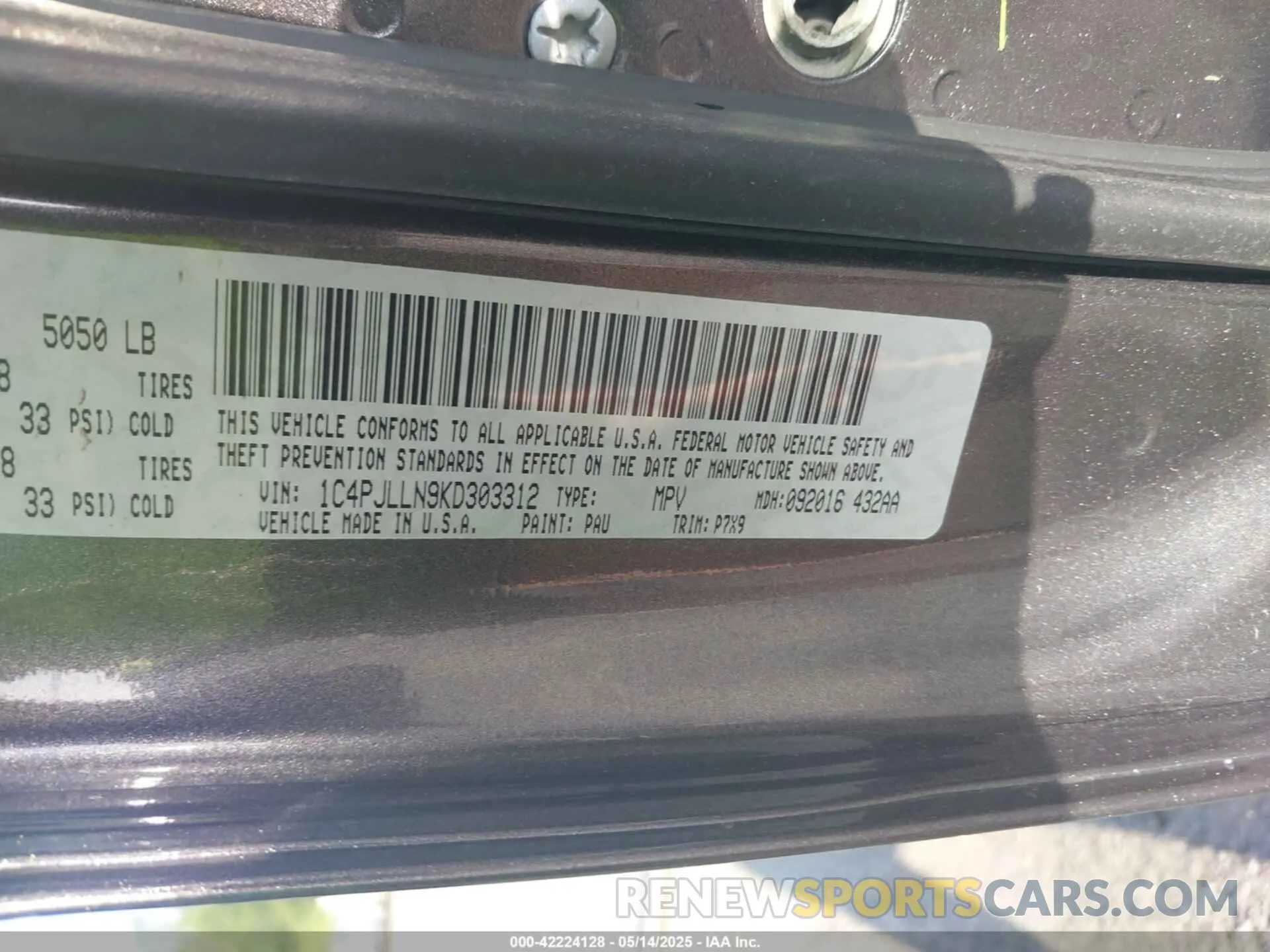 9 fotografías del automóvil dañado 1C4PJLLN9KD303312 JEEP CHEROKEE 2019