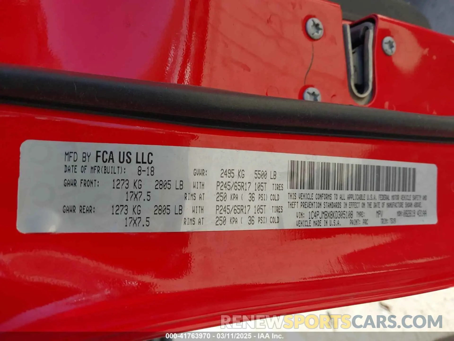 9 fotografías del automóvil dañado 1C4PJMBX8KD305108 JEEP CHEROKEE 2019