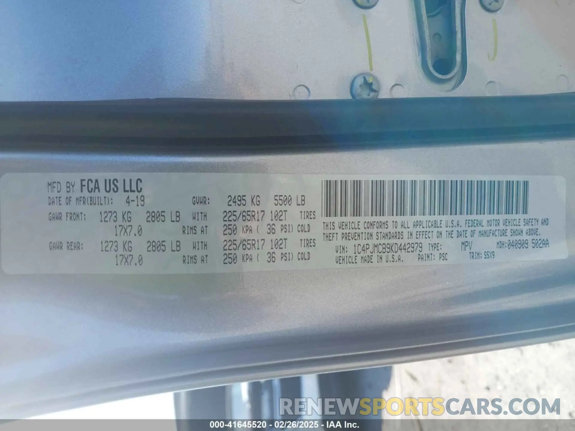 9 fotografías del automóvil dañado 1C4PJMCB9KD442979 JEEP CHEROKEE 2019