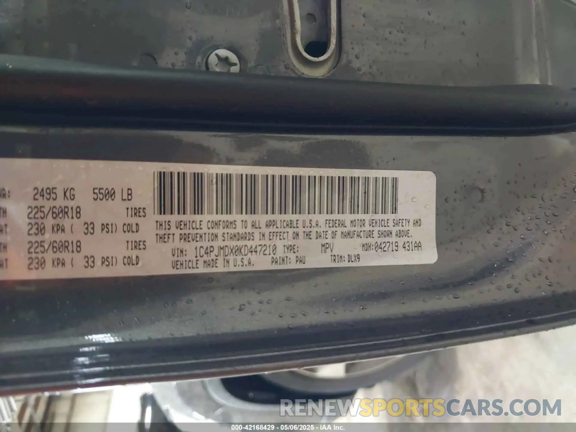 9 fotografías del automóvil dañado 1C4PJMDX0KD447210 JEEP CHEROKEE 2019