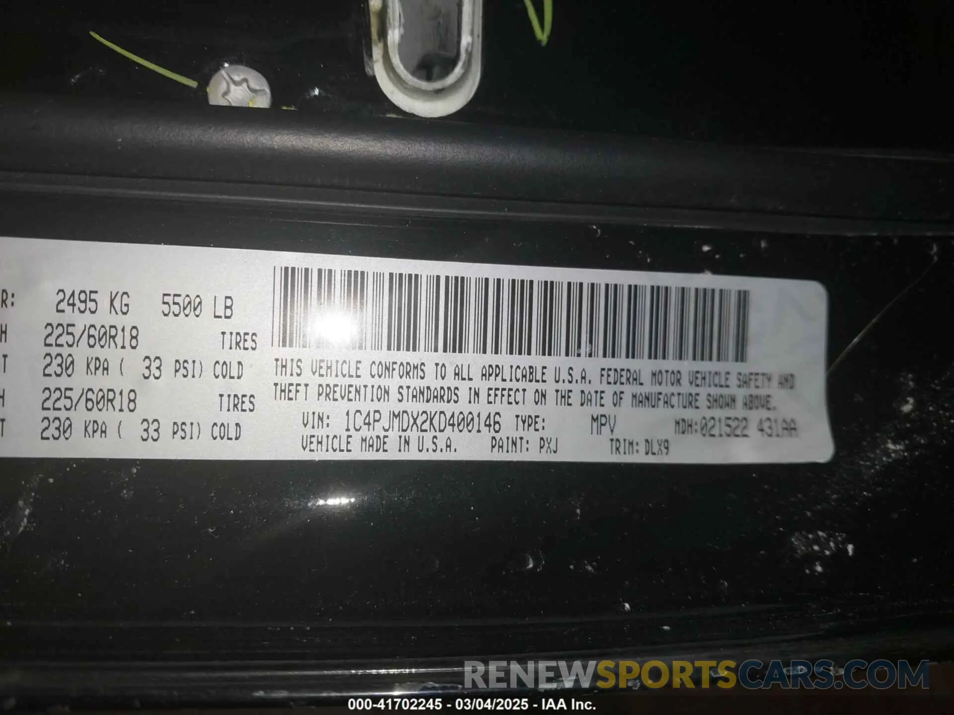 9 fotografías del automóvil dañado 1C4PJMDX2KD400146 JEEP CHEROKEE 2019