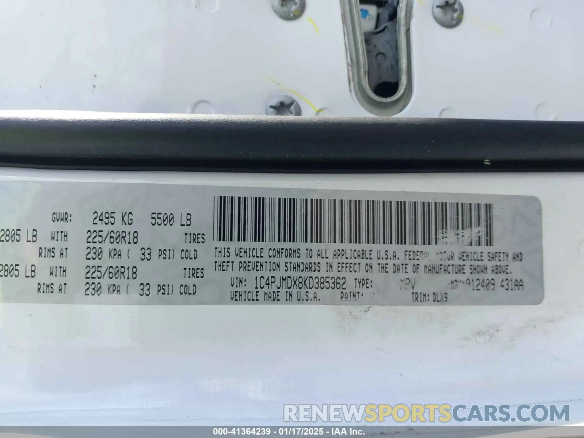 9 fotografías del automóvil dañado 1C4PJMDX8KD385362 JEEP CHEROKEE 2019