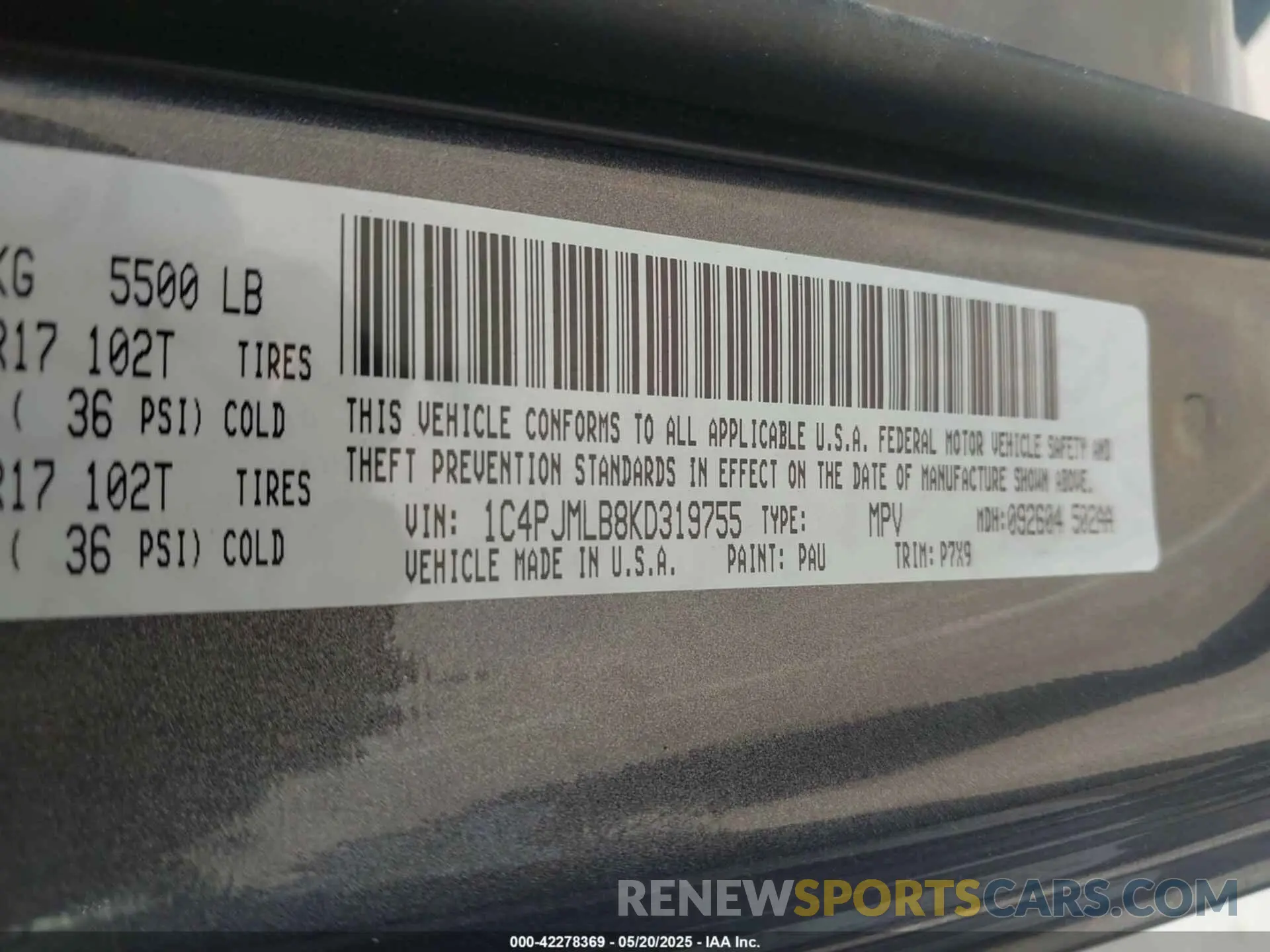 9 fotografías del automóvil dañado 1C4PJMLB8KD319755 JEEP CHEROKEE 2019
