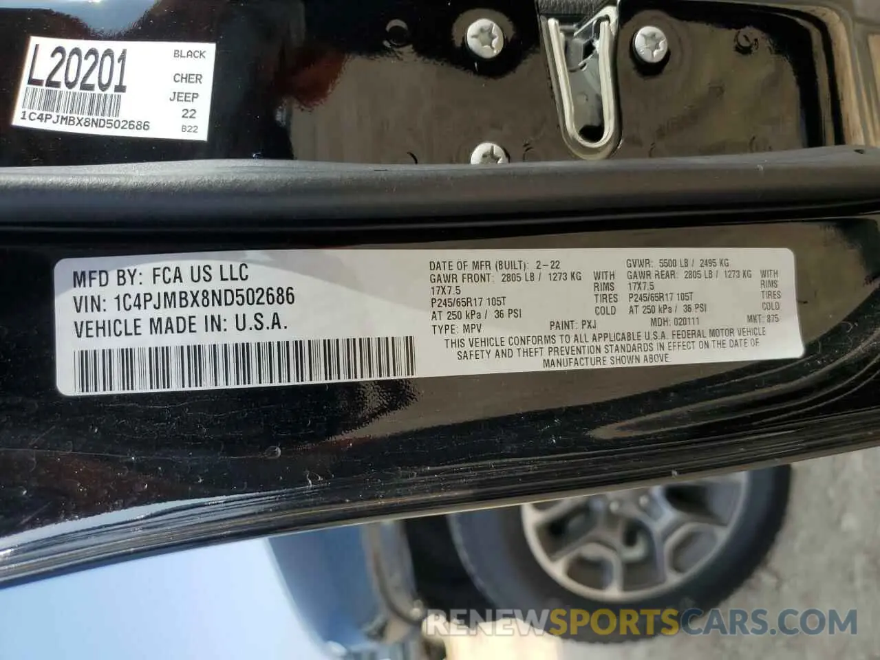 14 fotografías del automóvil dañado 1C4PJMBX8ND502686 JEEP CHEROKEE 2022