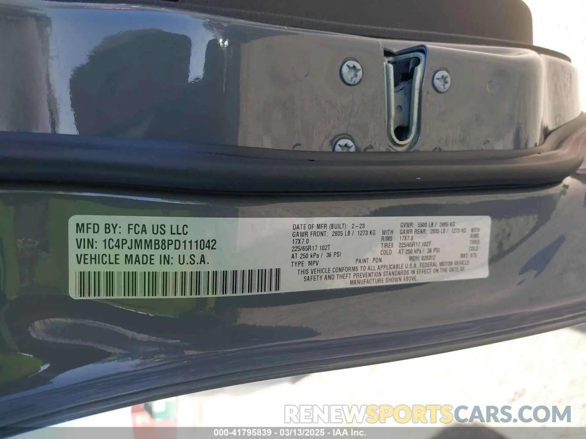 9 fotografías del automóvil dañado 1C4PJMMB8PD111042 JEEP CHEROKEE 2023