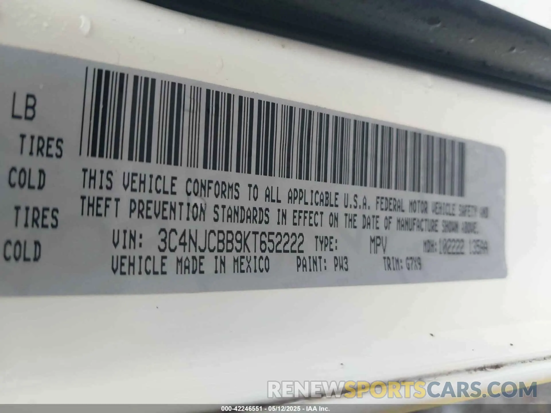9 fotografías del automóvil dañado 3C4NJCBB9KT652222 JEEP COMPASS 2019