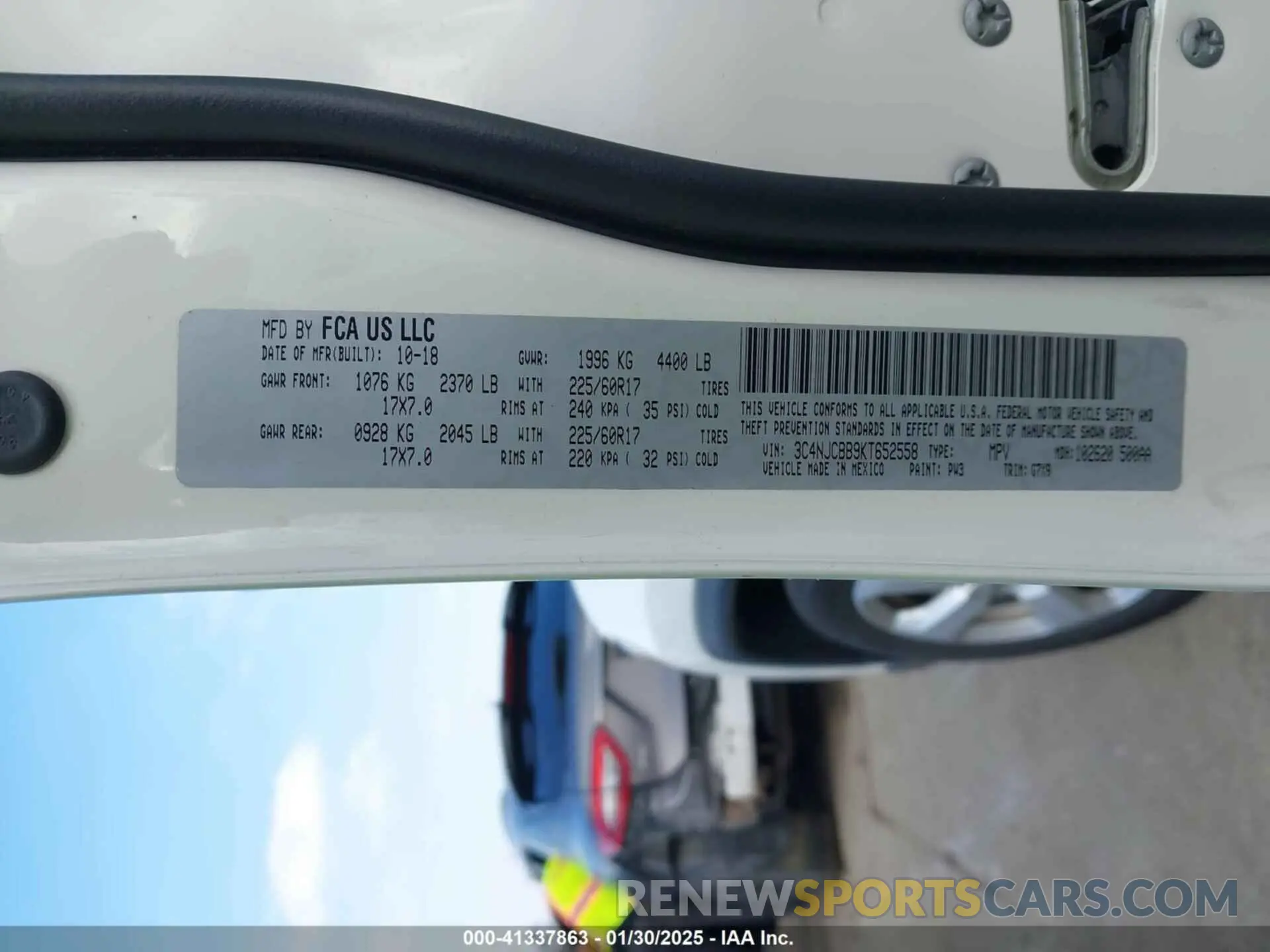 9 fotografías del automóvil dañado 3C4NJCBB9KT652558 JEEP COMPASS 2019