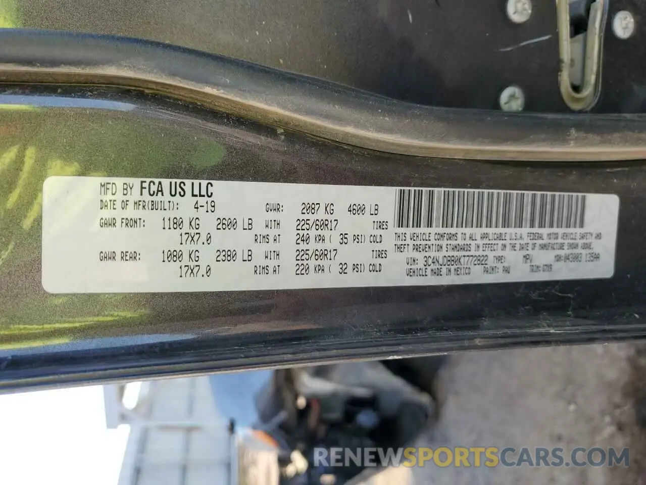14 fotografías del automóvil dañado 3C4NJDBB0KT772822 JEEP COMPASS 2019