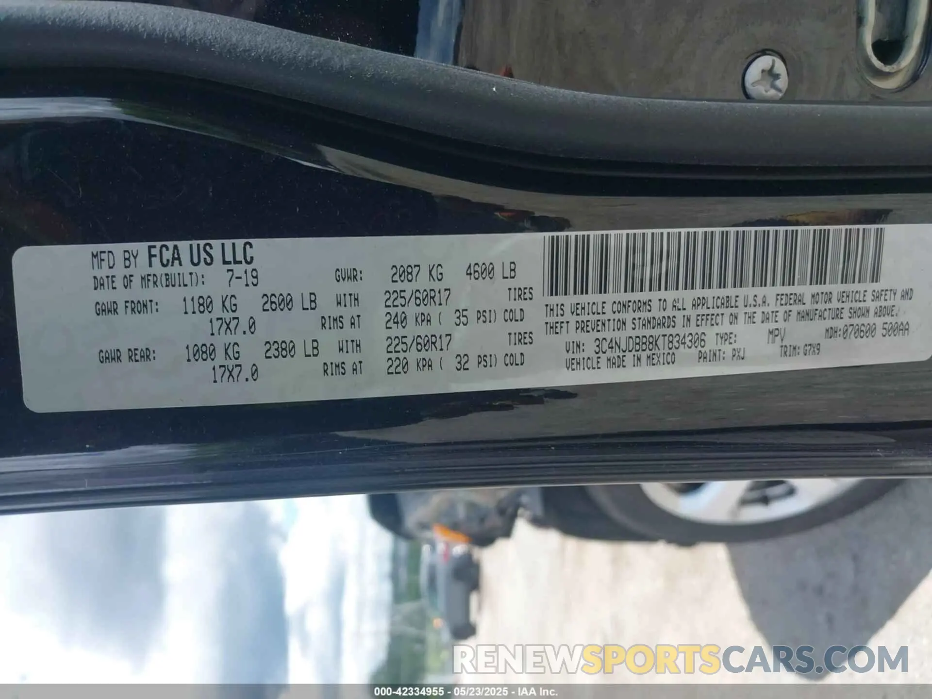 9 fotografías del automóvil dañado 3C4NJDBB8KT834306 JEEP COMPASS 2019