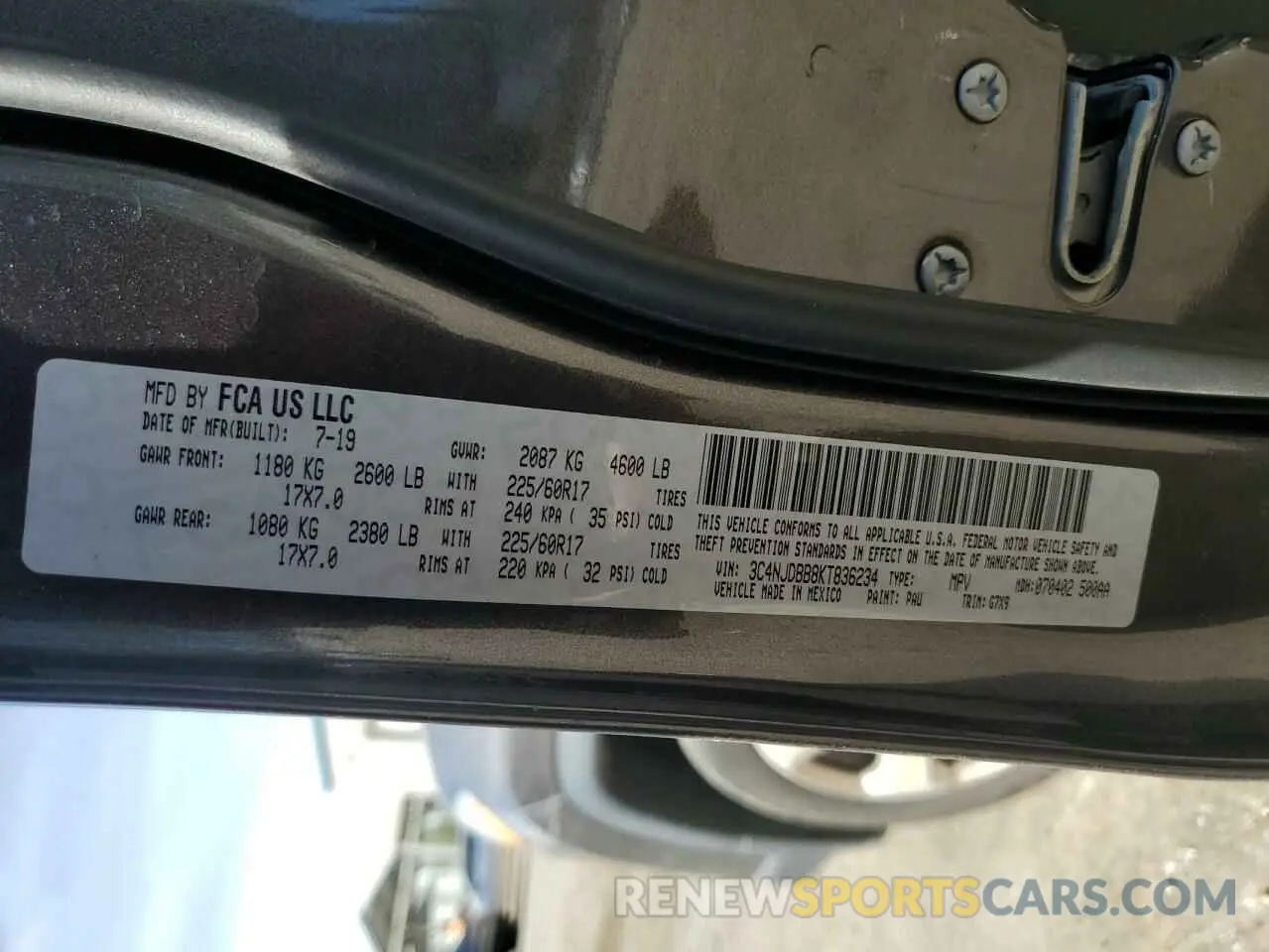 13 fotografías del automóvil dañado 3C4NJDBB8KT836234 JEEP COMPASS 2019
