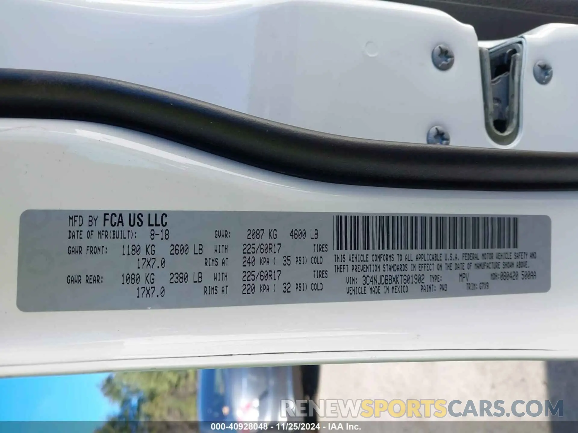 9 fotografías del automóvil dañado 3C4NJDBBXKT601902 JEEP COMPASS 2019
