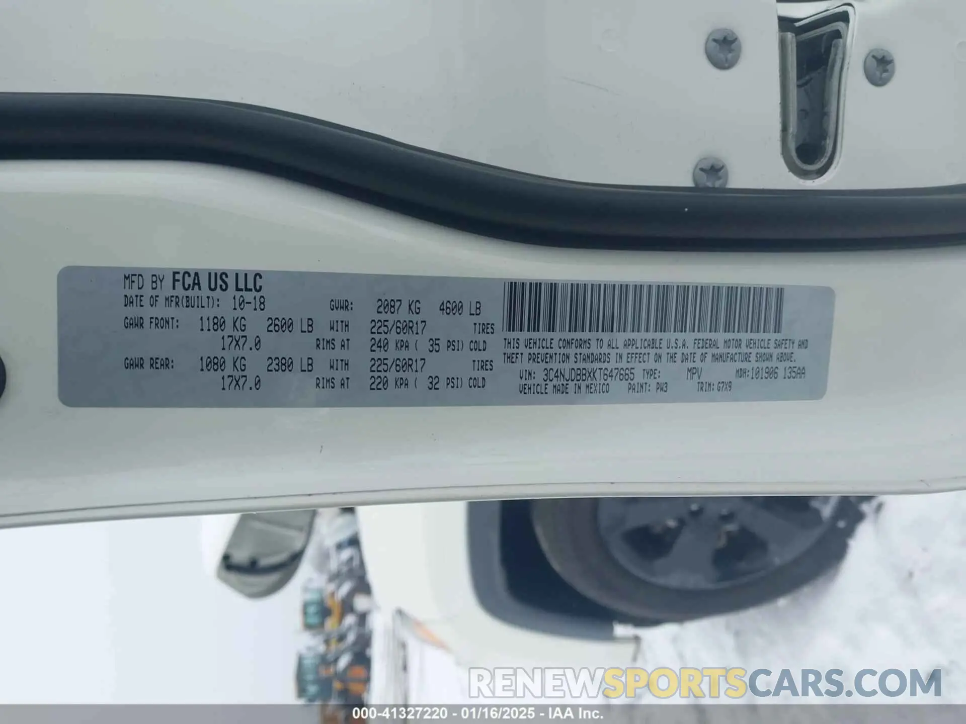 9 fotografías del automóvil dañado 3C4NJDBBXKT647665 JEEP COMPASS 2019