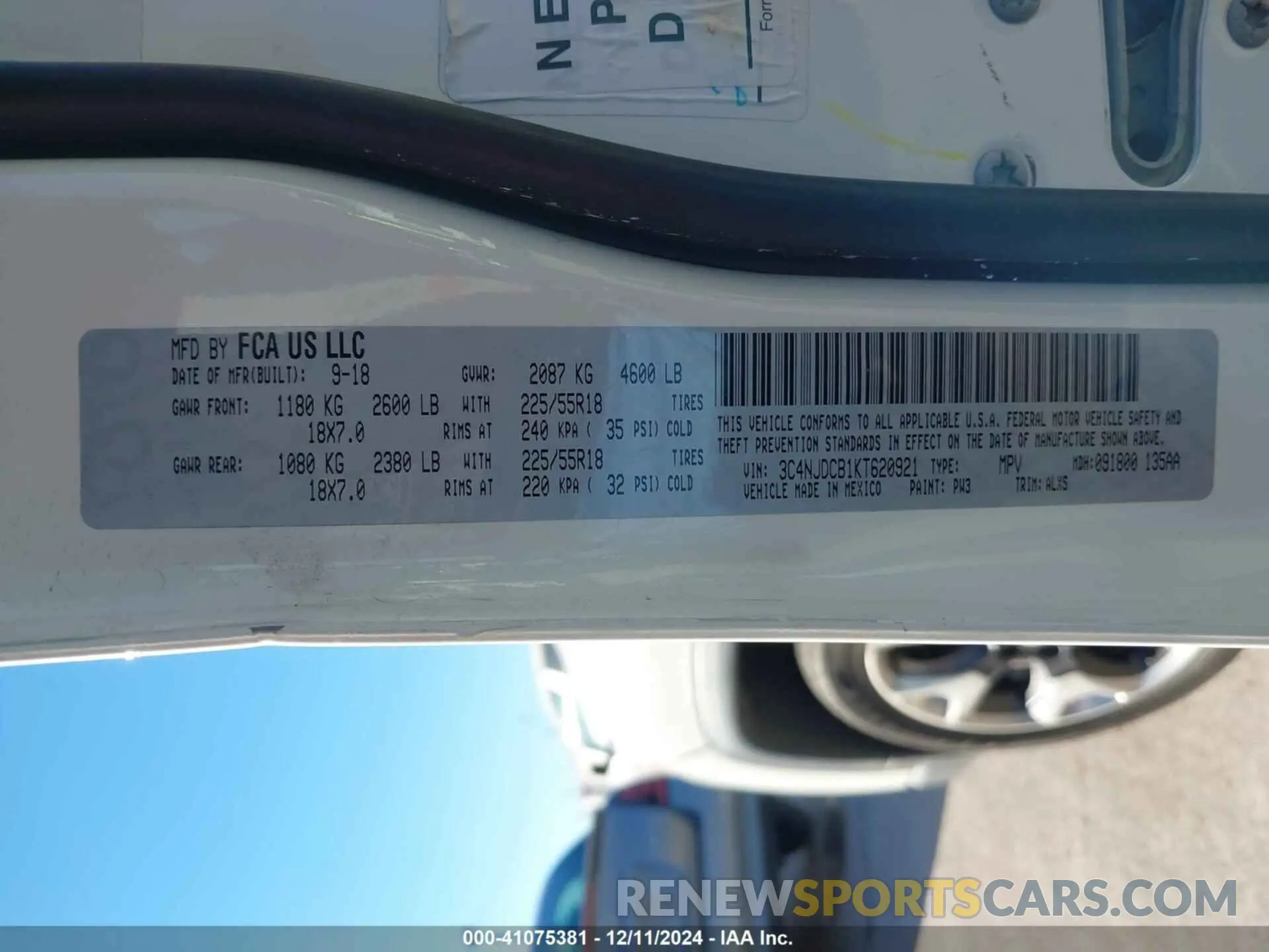 9 fotografías del automóvil dañado 3C4NJDCB1KT620921 JEEP COMPASS 2019