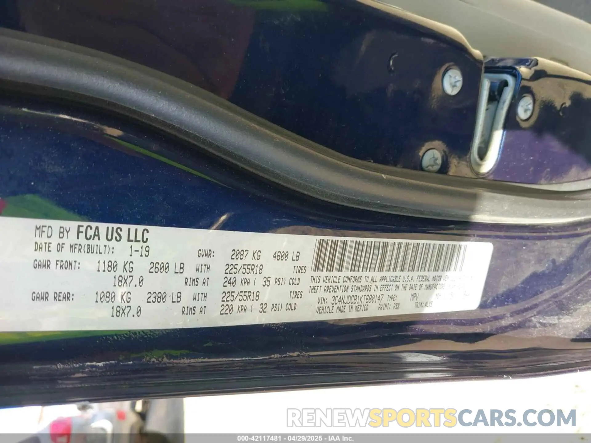 9 fotografías del automóvil dañado 3C4NJDCB1KT680147 JEEP COMPASS 2019