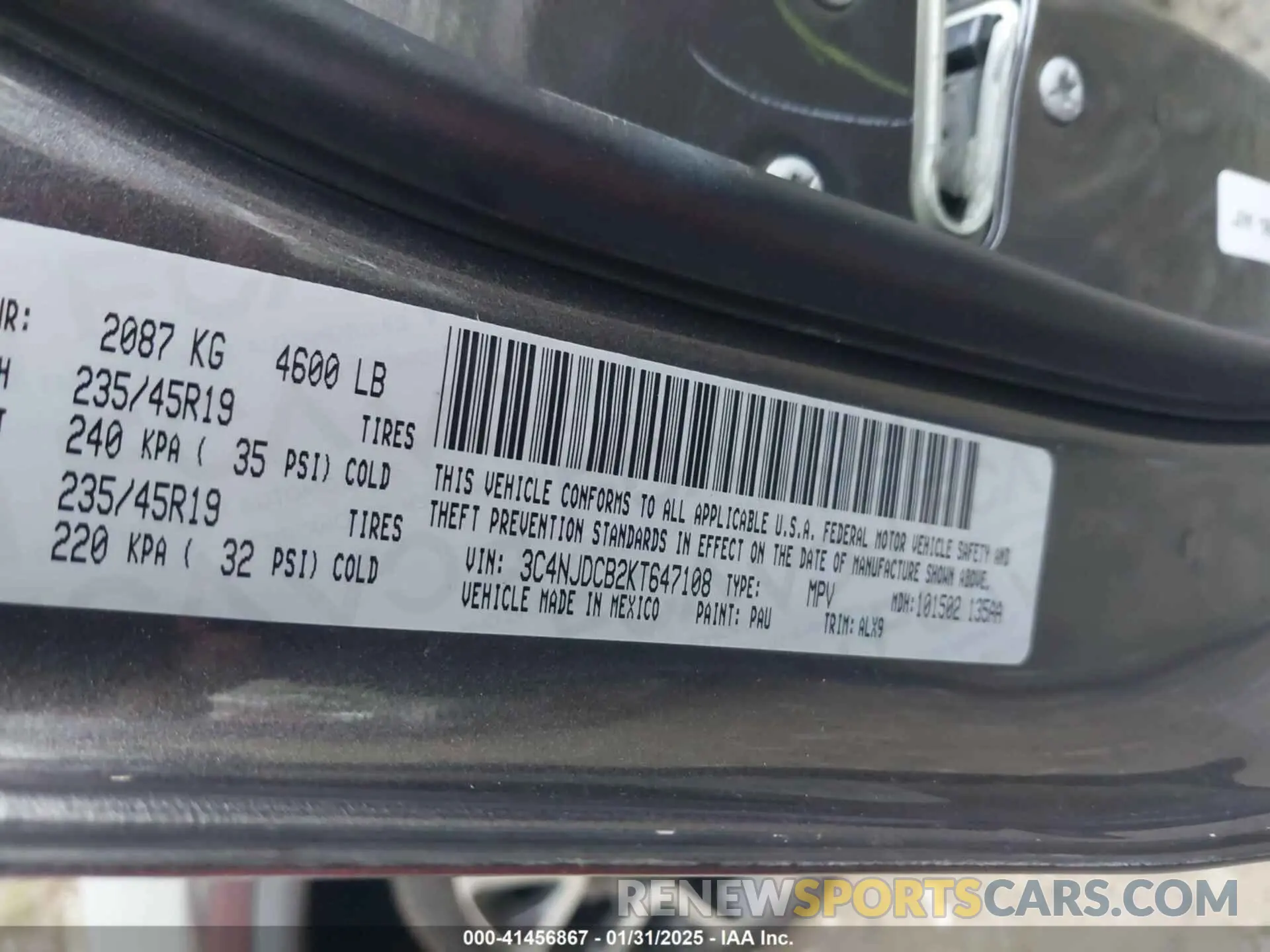 9 fotografías del automóvil dañado 3C4NJDCB2KT647108 JEEP COMPASS 2019