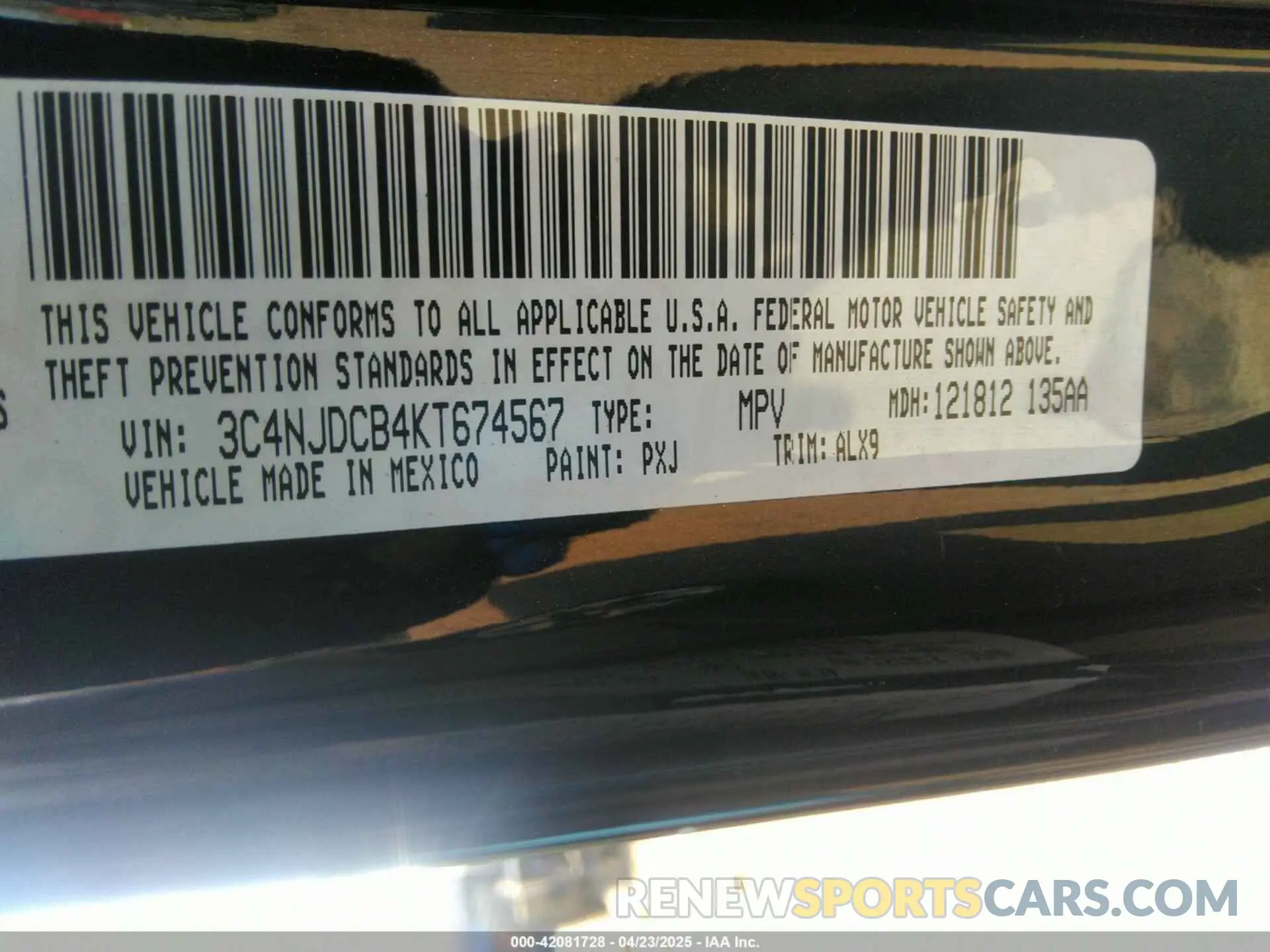 9 fotografías del automóvil dañado 3C4NJDCB4KT674567 JEEP COMPASS 2019