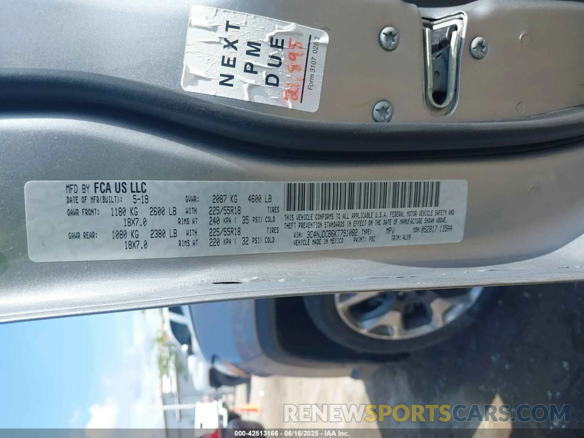 9 fotografías del automóvil dañado 3C4NJDCB6KT791082 JEEP COMPASS 2019