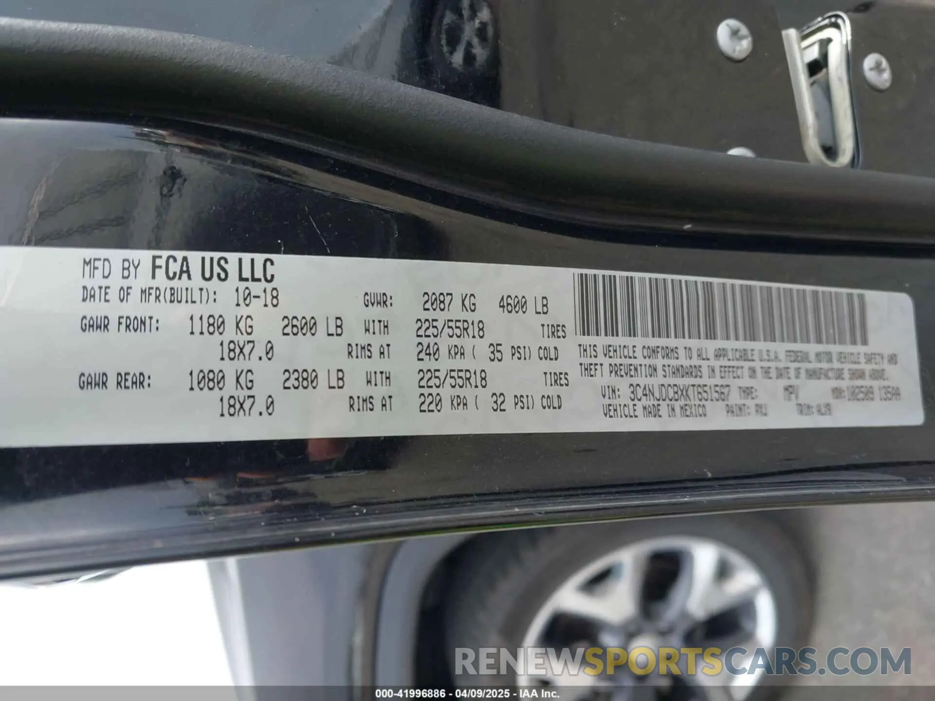 9 fotografías del automóvil dañado 3C4NJDCBXKT651567 JEEP COMPASS 2019