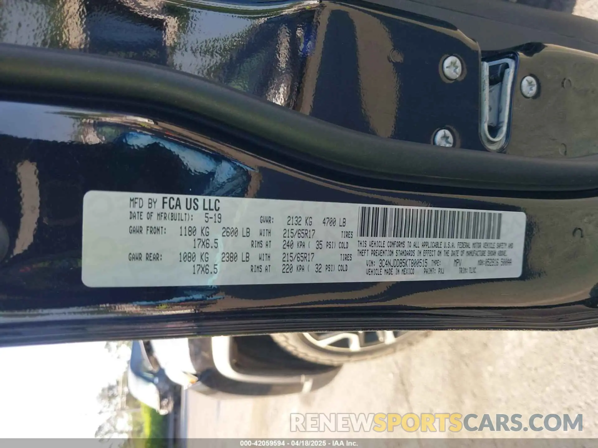 9 fotografías del automóvil dañado 3C4NJDDB5KT800515 JEEP COMPASS 2019