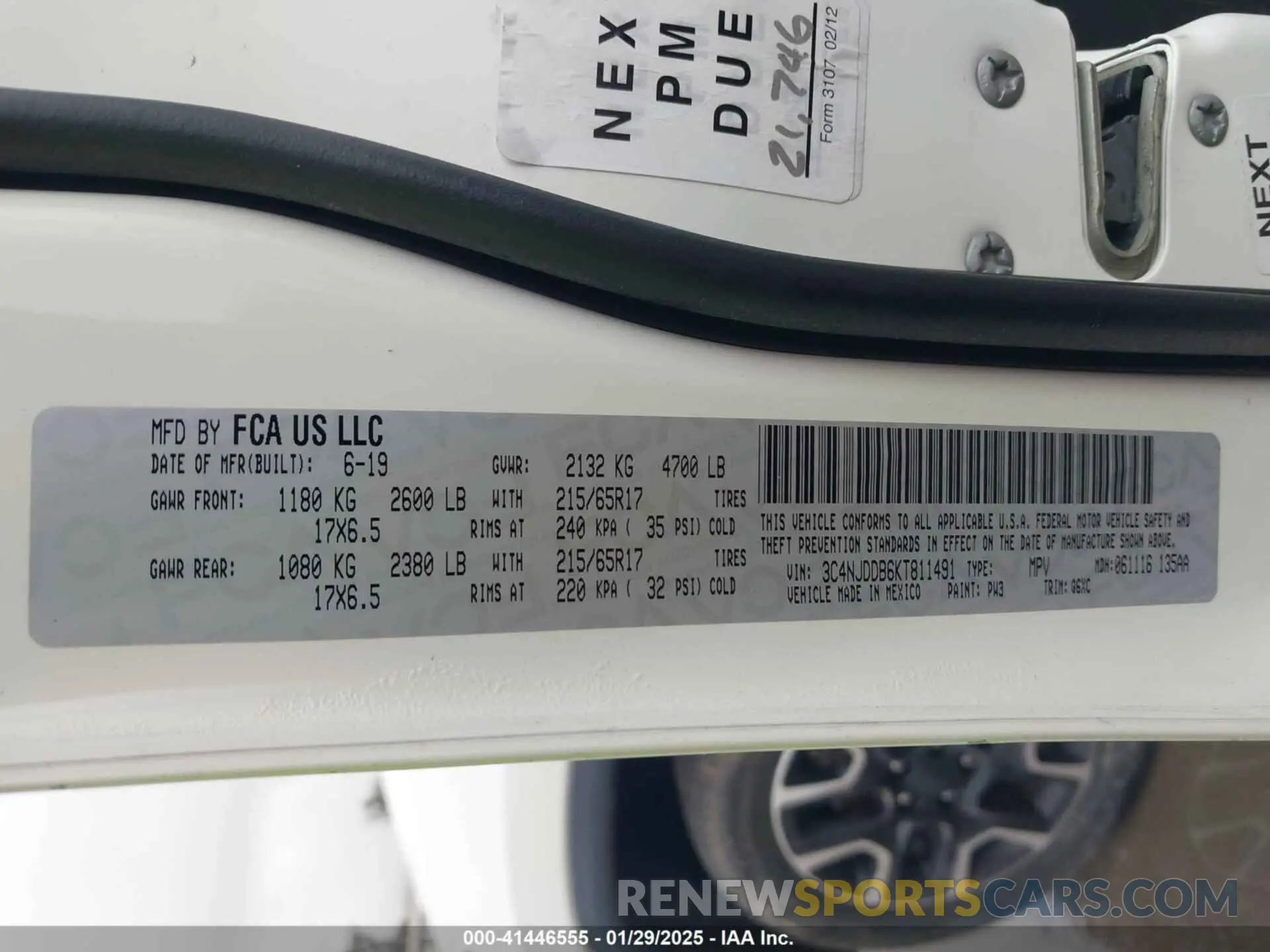 9 fotografías del automóvil dañado 3C4NJDDB6KT811491 JEEP COMPASS 2019