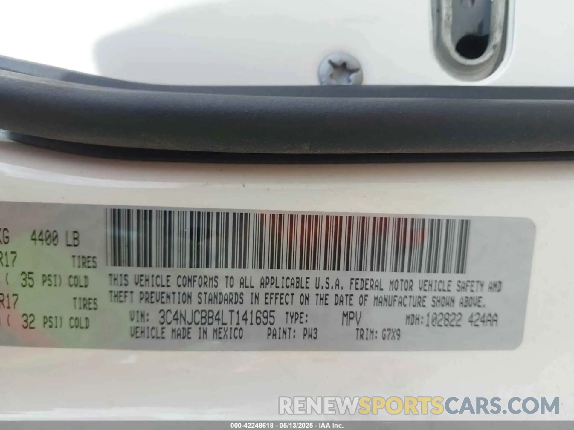 9 fotografías del automóvil dañado 3C4NJCBB4LT141695 JEEP COMPASS 2020