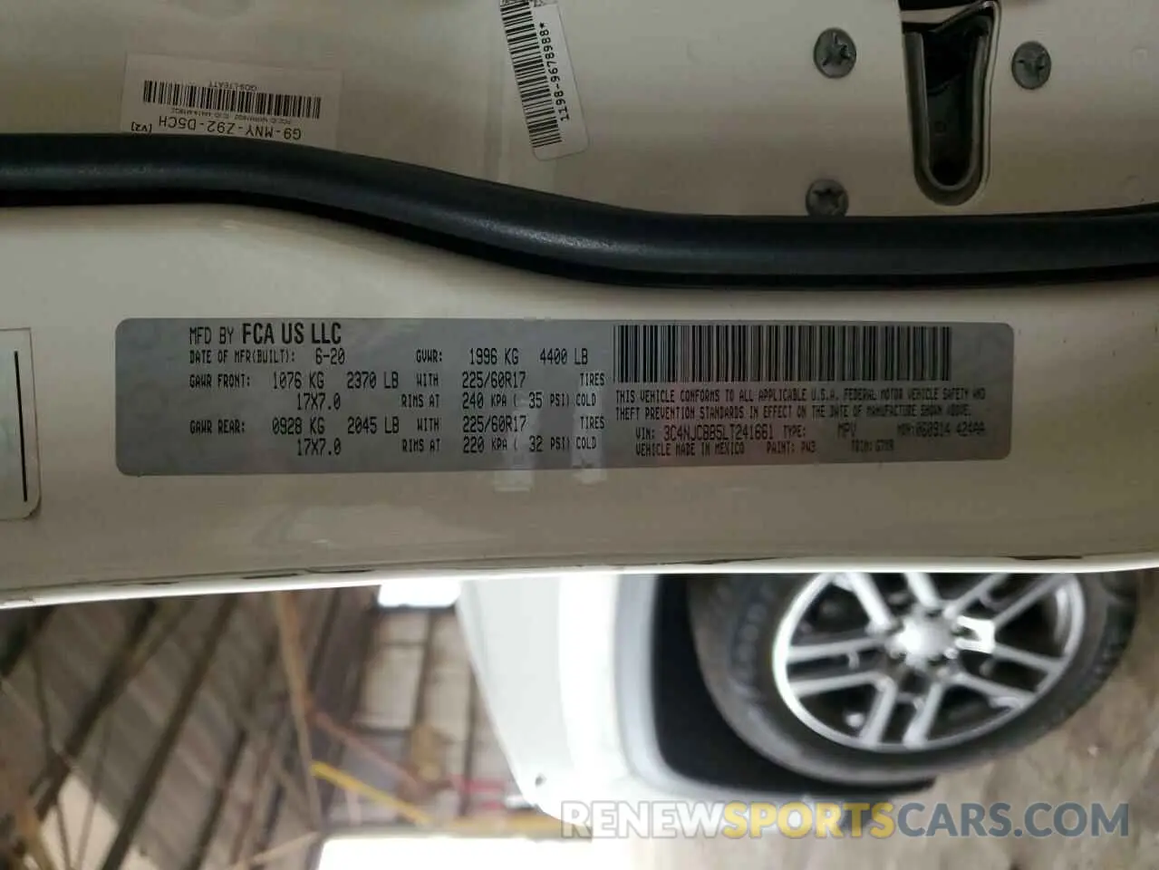 14 fotografías del automóvil dañado 3C4NJCBB5LT241661 JEEP COMPASS 2020