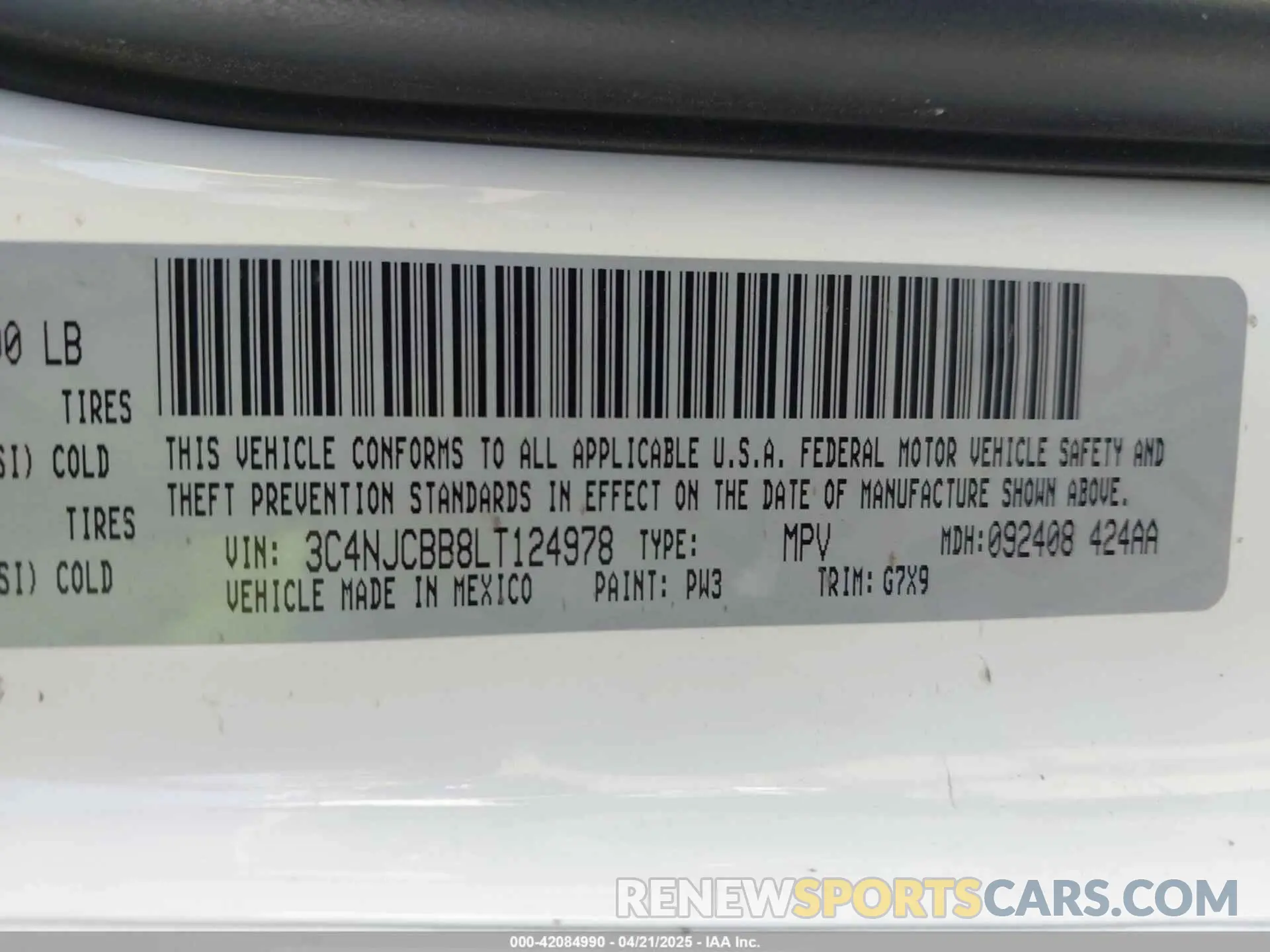 9 fotografías del automóvil dañado 3C4NJCBB8LT124978 JEEP COMPASS 2020