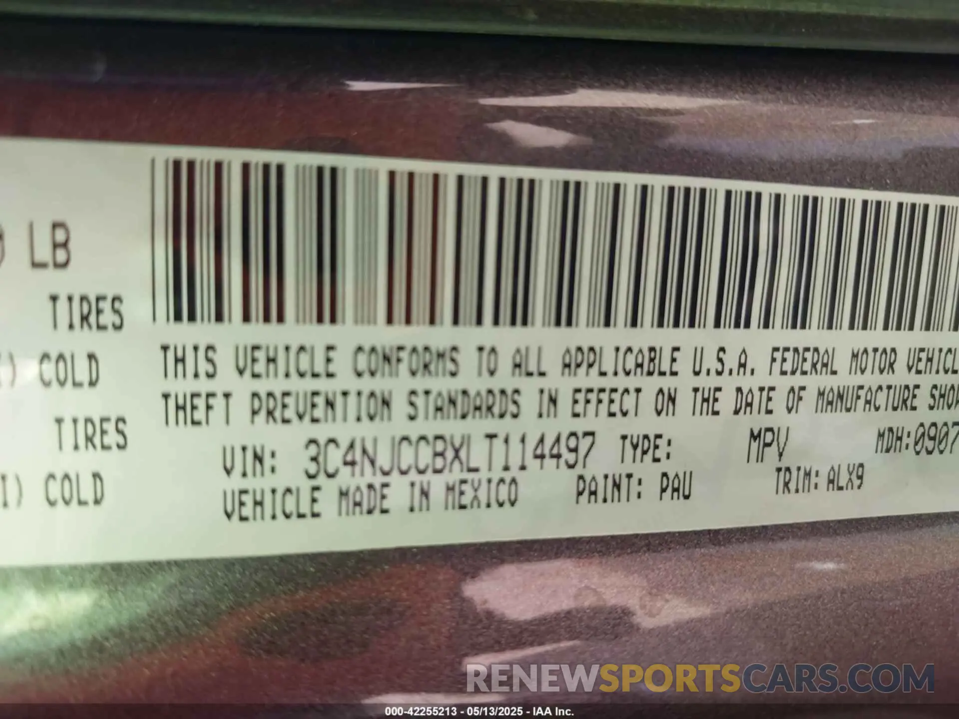 9 fotografías del automóvil dañado 3C4NJCCBXLT114497 JEEP COMPASS 2020