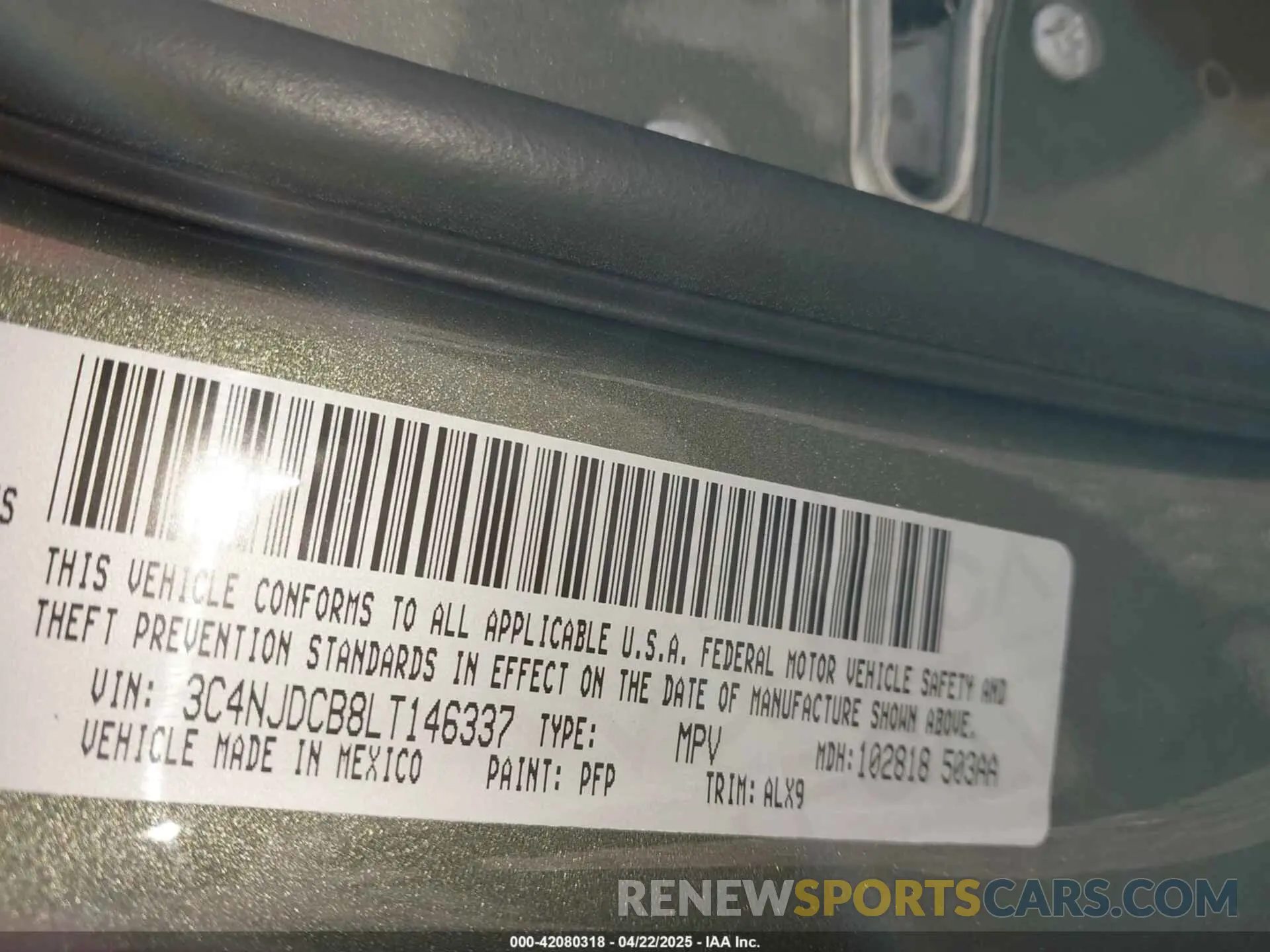 9 fotografías del automóvil dañado 3C4NJDCB8LT146337 JEEP COMPASS 2020