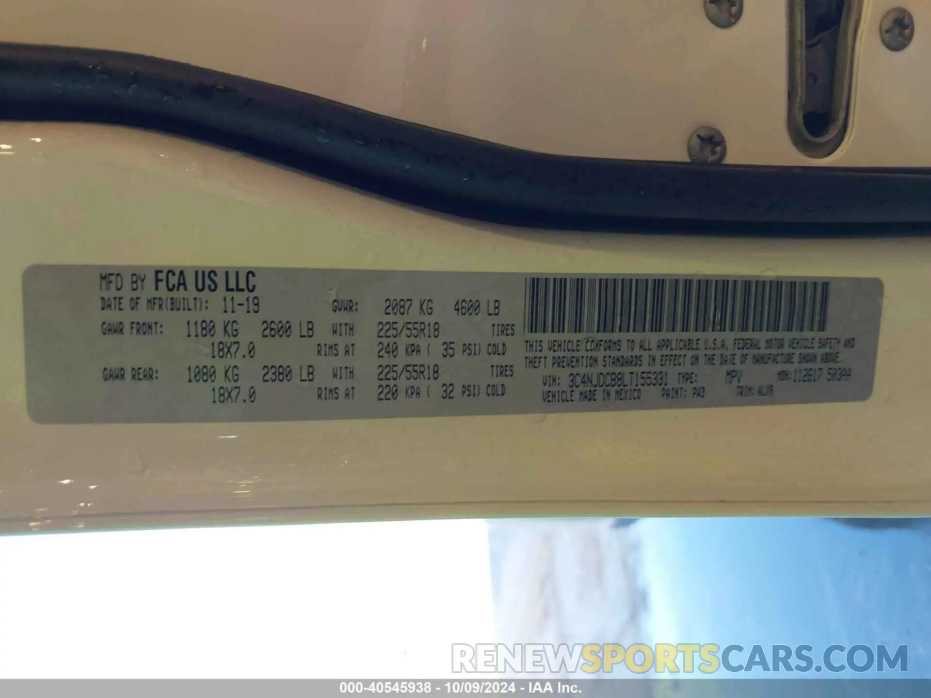 9 fotografías del automóvil dañado 3C4NJDCB8LT155331 JEEP COMPASS 2020