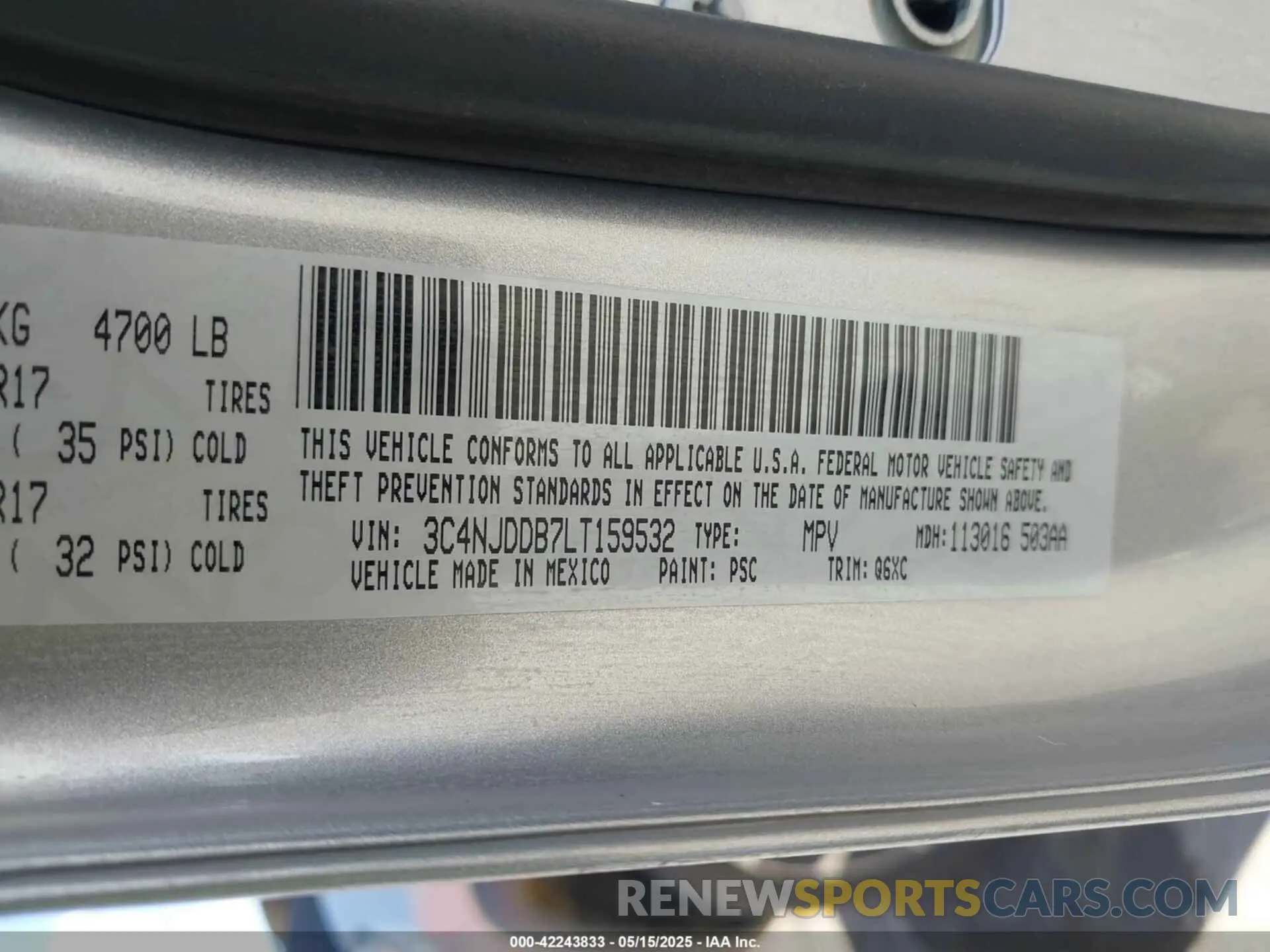 9 fotografías del automóvil dañado 3C4NJDDB7LT159532 JEEP COMPASS 2020