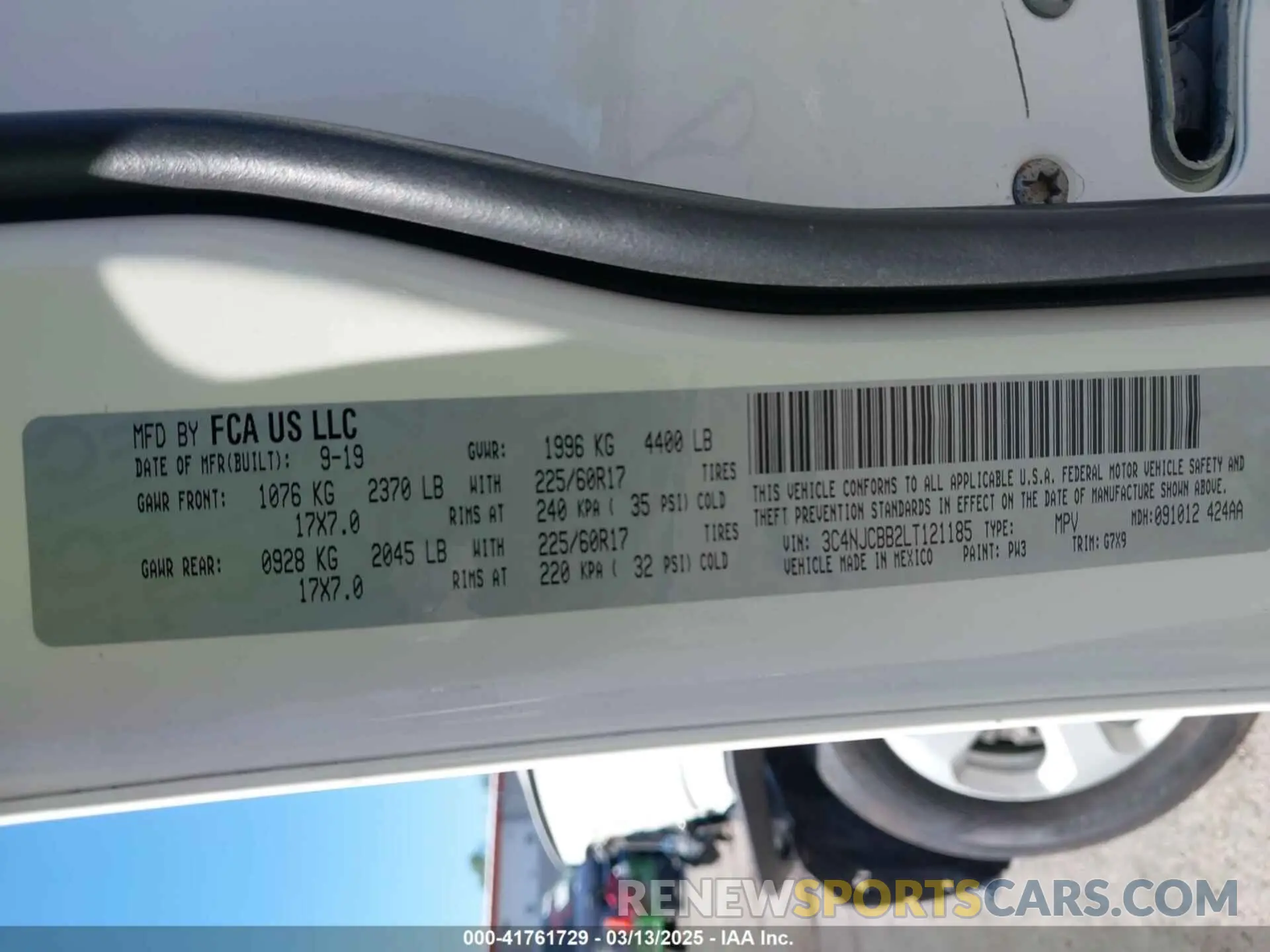 9 fotografías del automóvil dañado 3c4njcbb2lt121185 JEEP COMPASS 2020