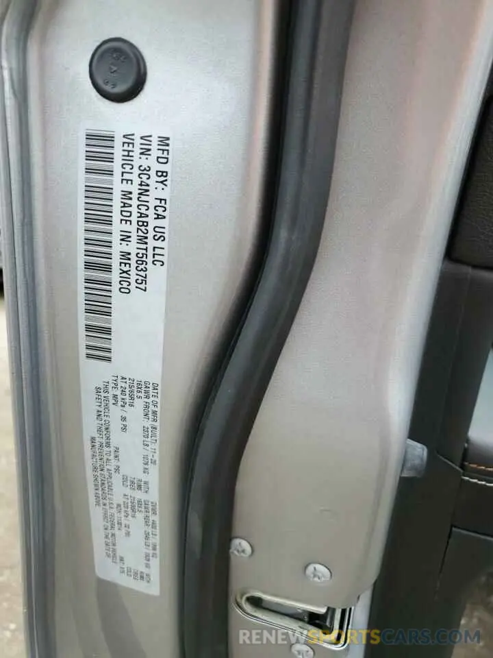 13 fotografías del automóvil dañado 3C4NJCAB2MT563757 JEEP COMPASS 2021