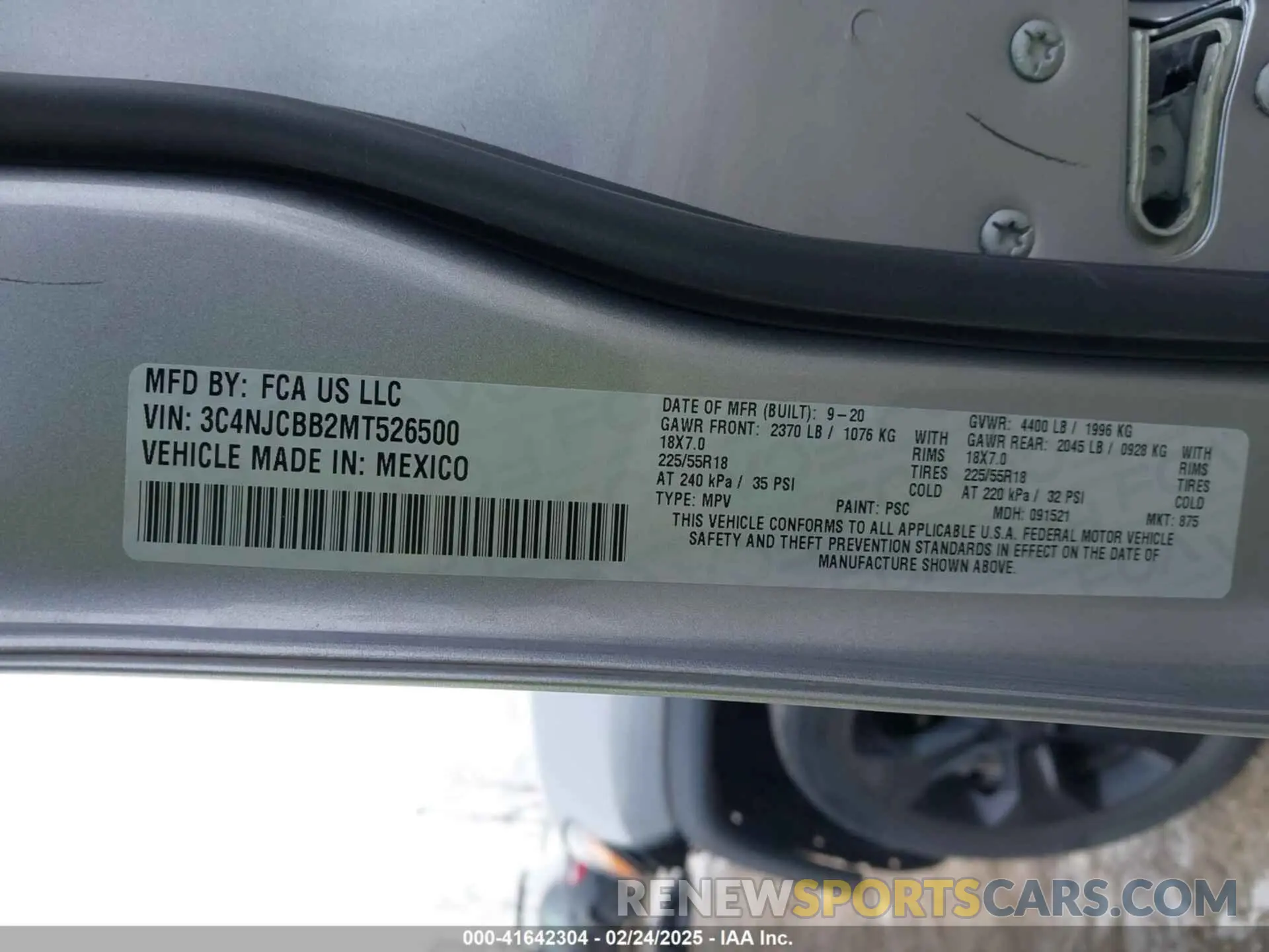 9 fotografías del automóvil dañado 3C4NJCBB2MT526500 JEEP COMPASS 2021