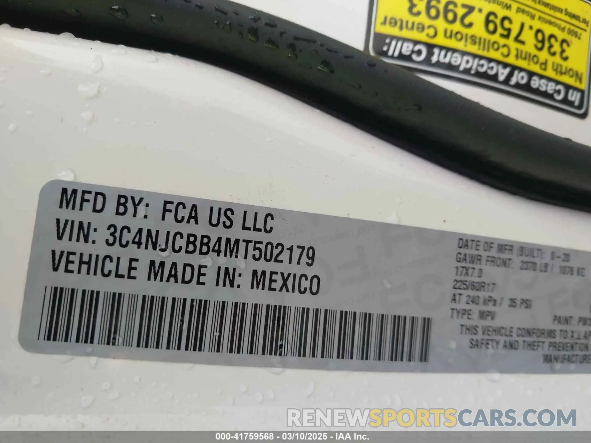 9 fotografías del automóvil dañado 3C4NJCBB4MT502179 JEEP COMPASS 2021