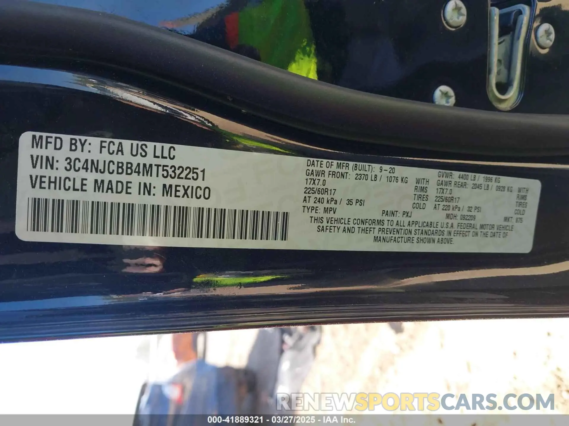 9 fotografías del automóvil dañado 3C4NJCBB4MT532251 JEEP COMPASS 2021