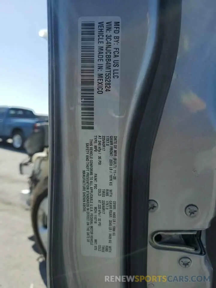 14 fotografías del automóvil dañado 3C4NJCBB4MT552824 JEEP COMPASS 2021