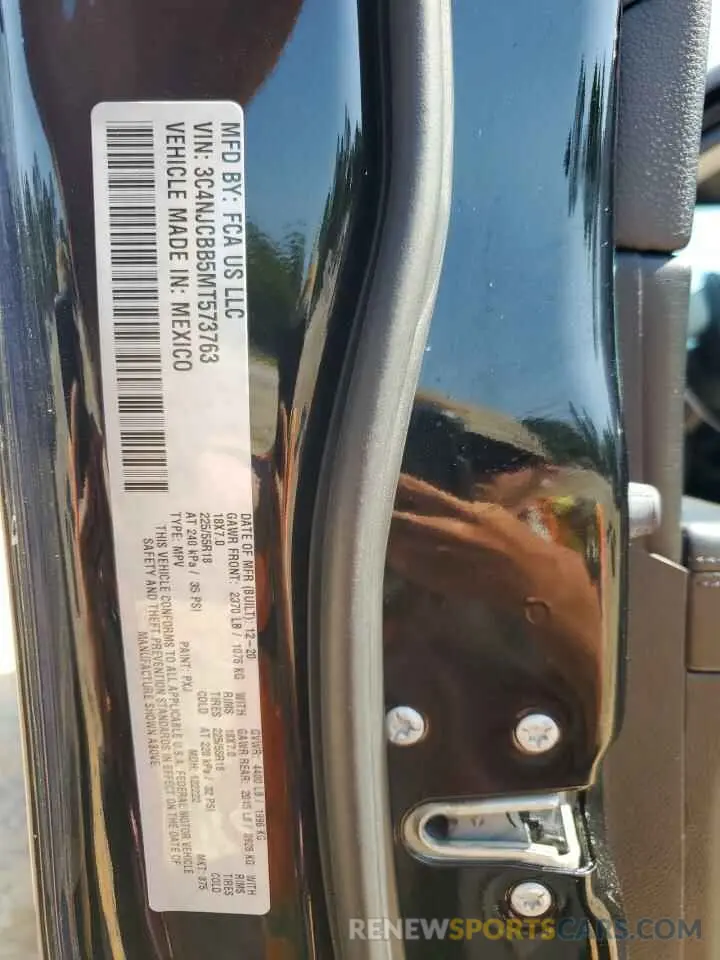 15 fotografías del automóvil dañado 3C4NJCBB5MT573763 JEEP COMPASS 2021