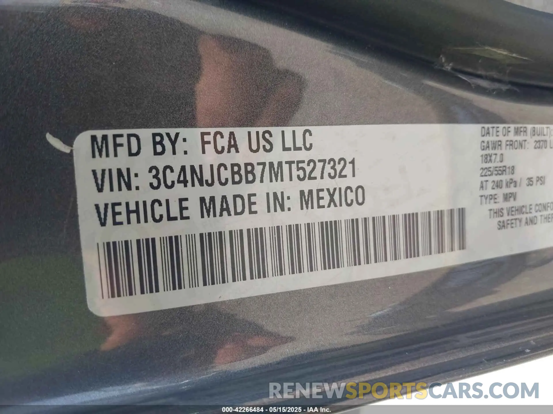 9 fotografías del automóvil dañado 3C4NJCBB7MT527321 JEEP COMPASS 2021