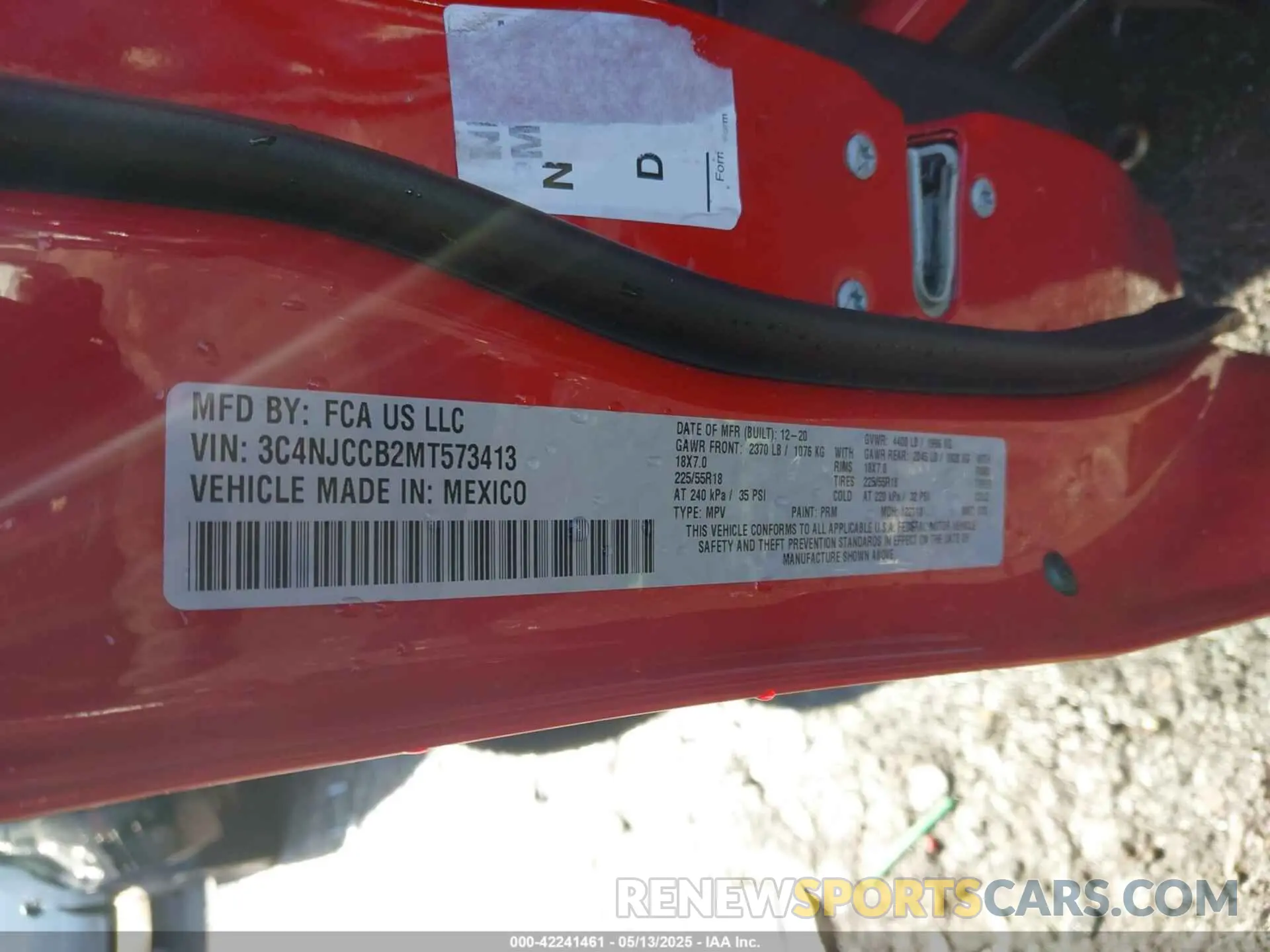 9 fotografías del automóvil dañado 3C4NJCCB2MT573413 JEEP COMPASS 2021