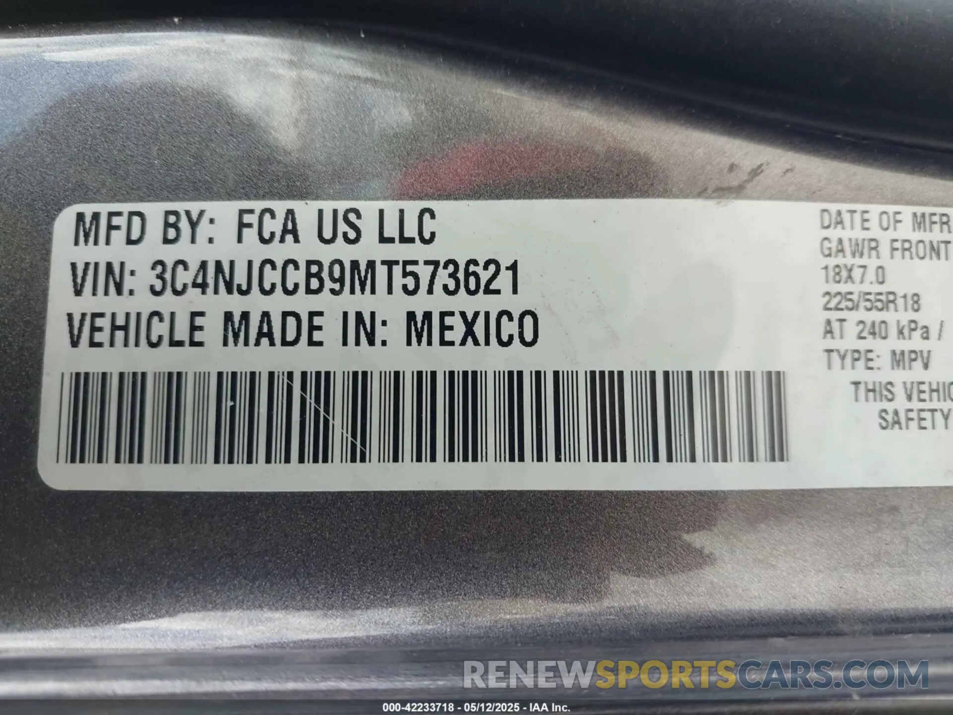 9 fotografías del automóvil dañado 3C4NJCCB9MT573621 JEEP COMPASS 2021