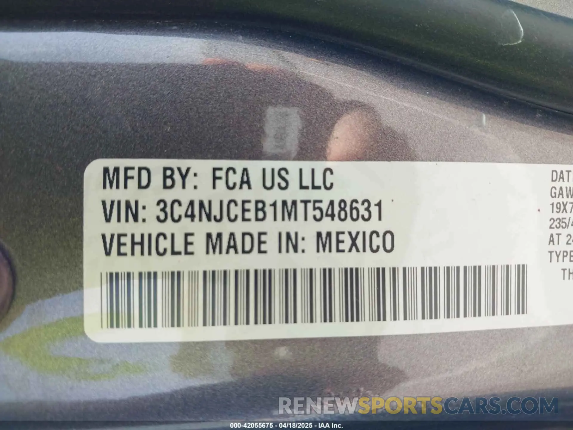 9 fotografías del automóvil dañado 3C4NJCEB1MT548631 JEEP COMPASS 2021
