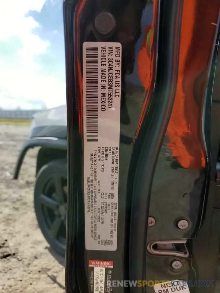 15 fotografías del automóvil dañado 3C4NJCEB3MT553247 JEEP COMPASS 2021
