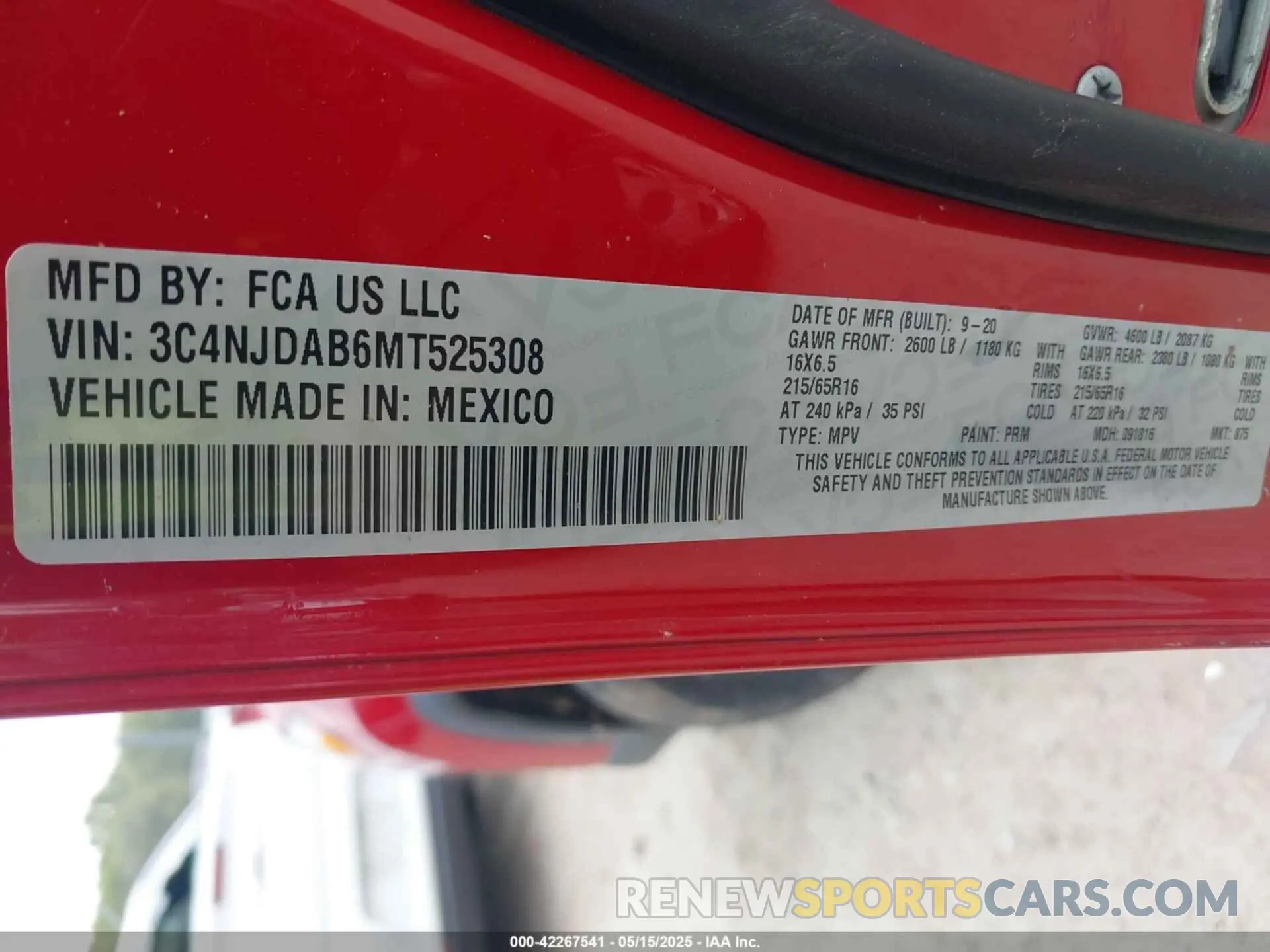 9 fotografías del automóvil dañado 3C4NJDAB6MT525308 JEEP COMPASS 2021