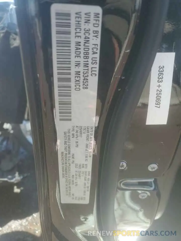 14 fotografías del automóvil dañado 3C4NJDBB1MT534528 JEEP COMPASS 2021