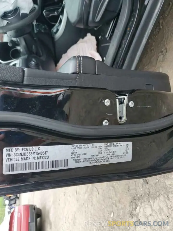 12 fotografías del automóvil dañado 3C4NJDBB3MT540587 JEEP COMPASS 2021