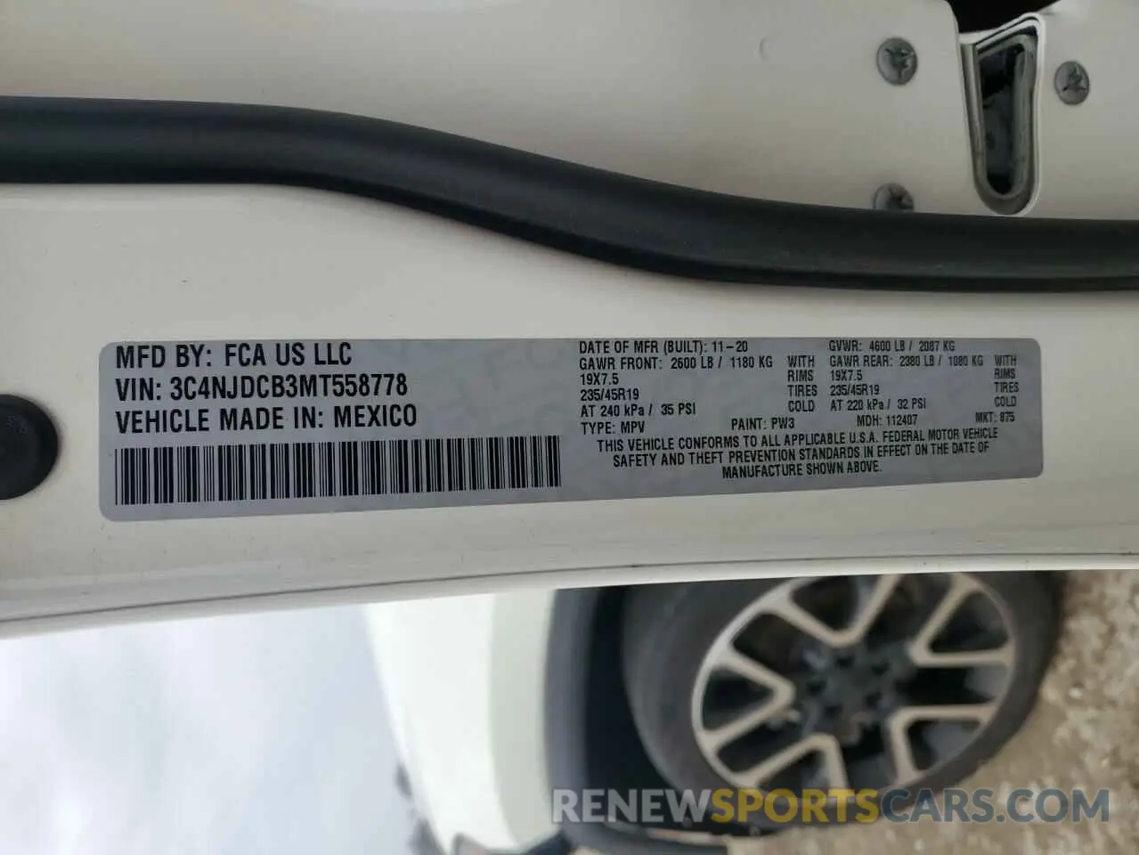 12 fotografías del automóvil dañado 3C4NJDCB3MT558778 JEEP COMPASS 2021
