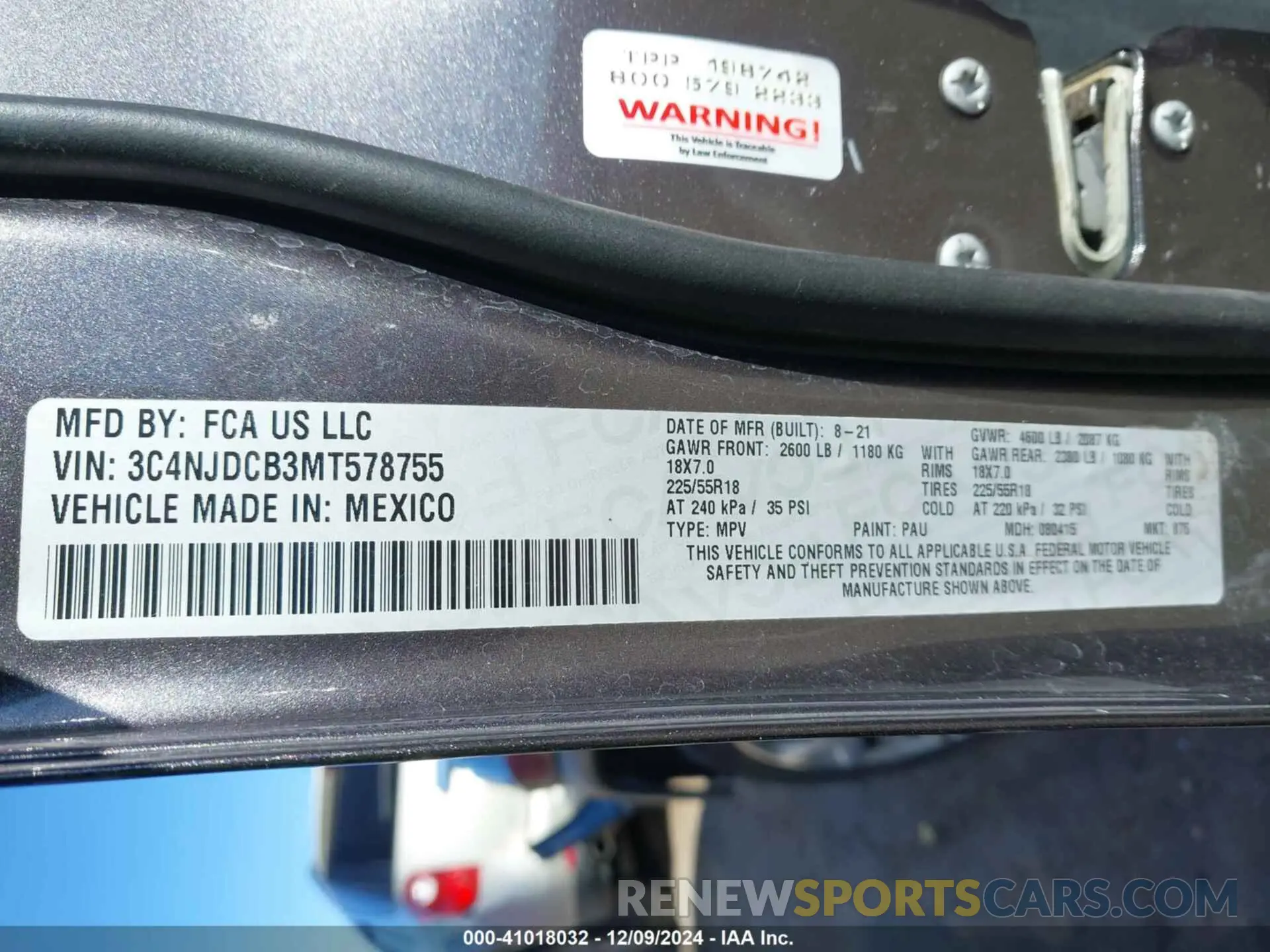 9 fotografías del automóvil dañado 3C4NJDCB3MT578755 JEEP COMPASS 2021