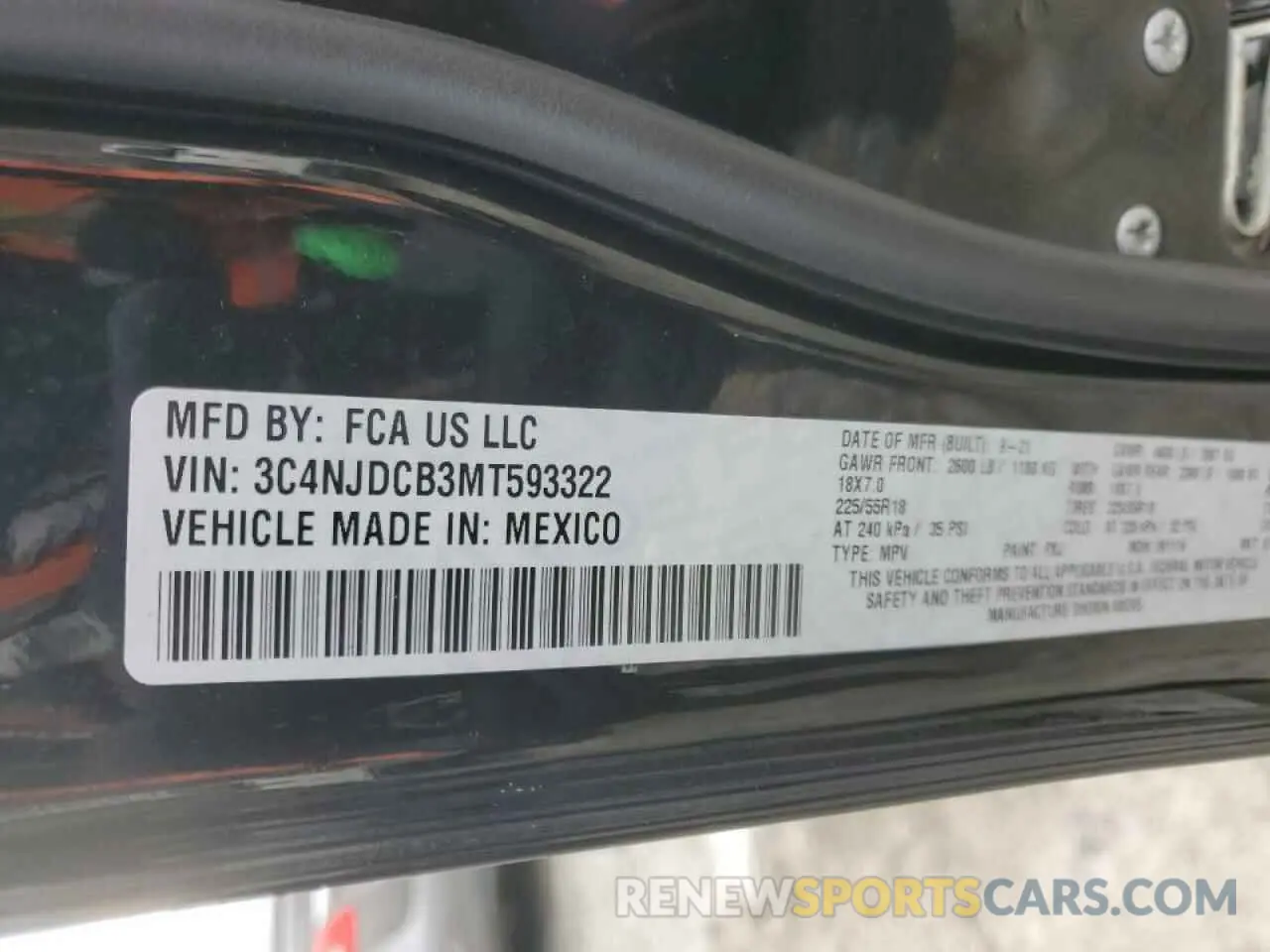 14 fotografías del automóvil dañado 3C4NJDCB3MT593322 JEEP COMPASS 2021