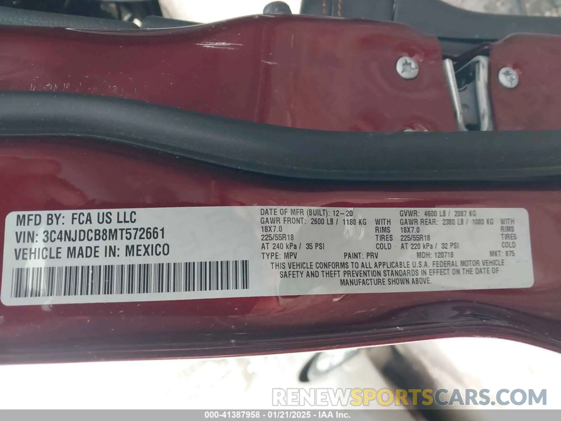 9 fotografías del automóvil dañado 3C4NJDCB8MT572661 JEEP COMPASS 2021